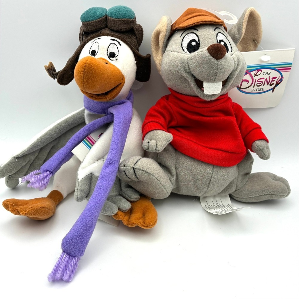 Disney Store The Rescuers Orville and Bernard Bean Bag Plush 8" Toy Lot Vintage